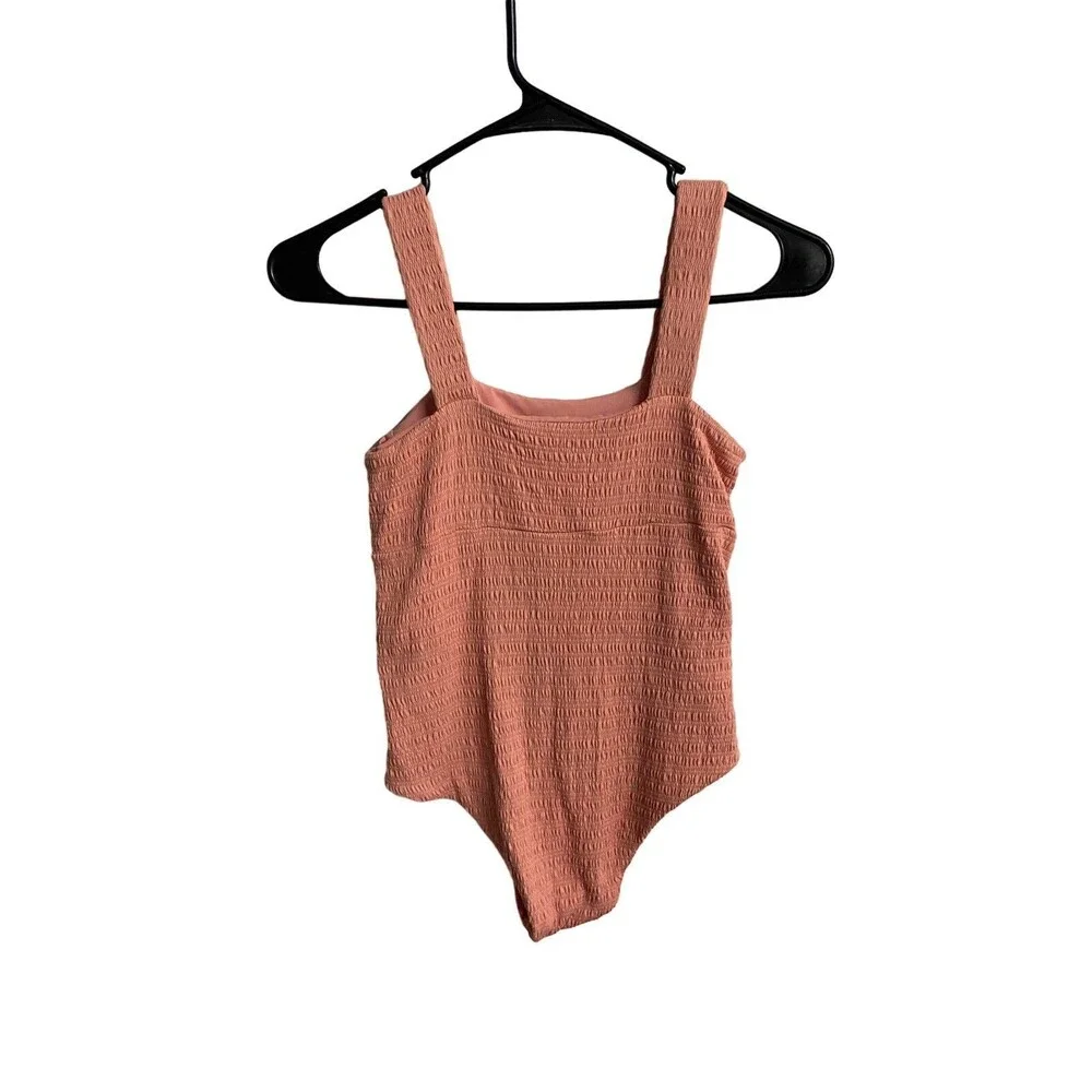 Jacks Swimwear Girls S Peach lined One Piece Swimsuit Smocked Stretchy